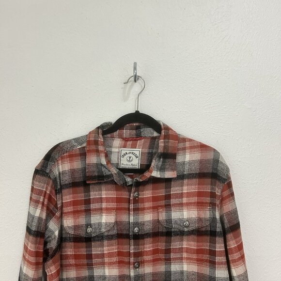 Iron and Resin Red Soda L Brushed Cotton Flannel 2 Pocket Shirt Plaid Button Up - Picture 3 of 12